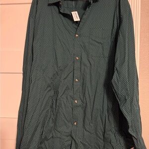Old Navy Dark Green Polka Dot Men's Long Sleeve Button Down Shirt